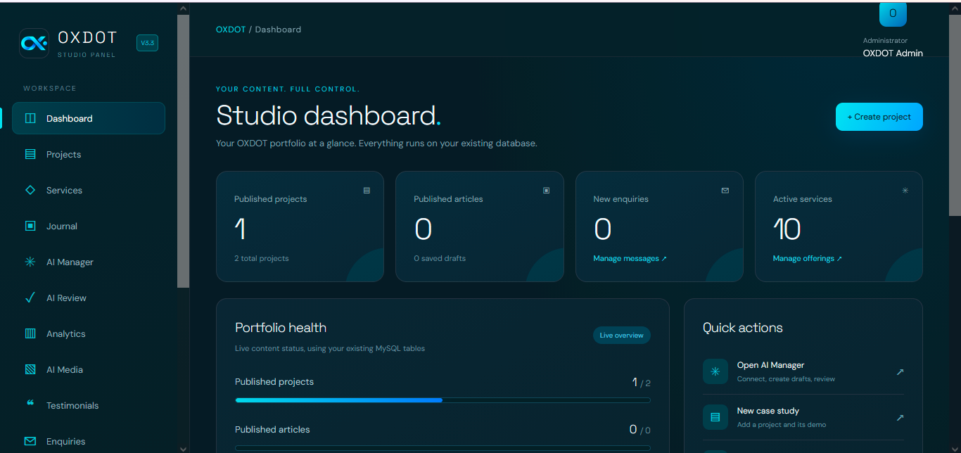 OXDOT AI Manager | Secure AI-Assisted Website Content Management screenshot